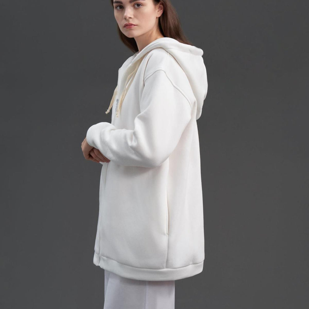 QOOQ UP Fermuarlı Basic Sweat - Ekru