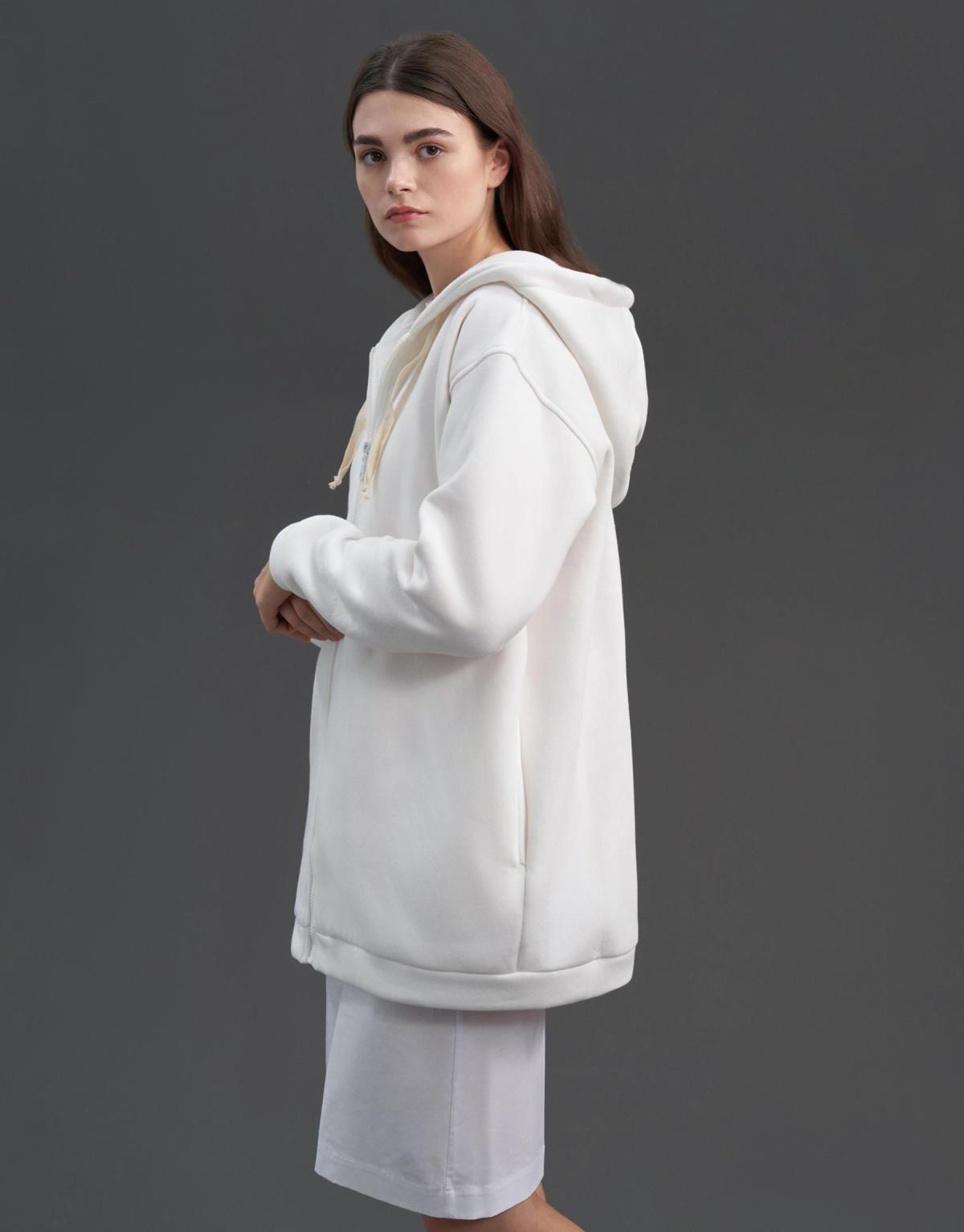 QOOQ UP Fermuarlı Basic Sweat - Ekru