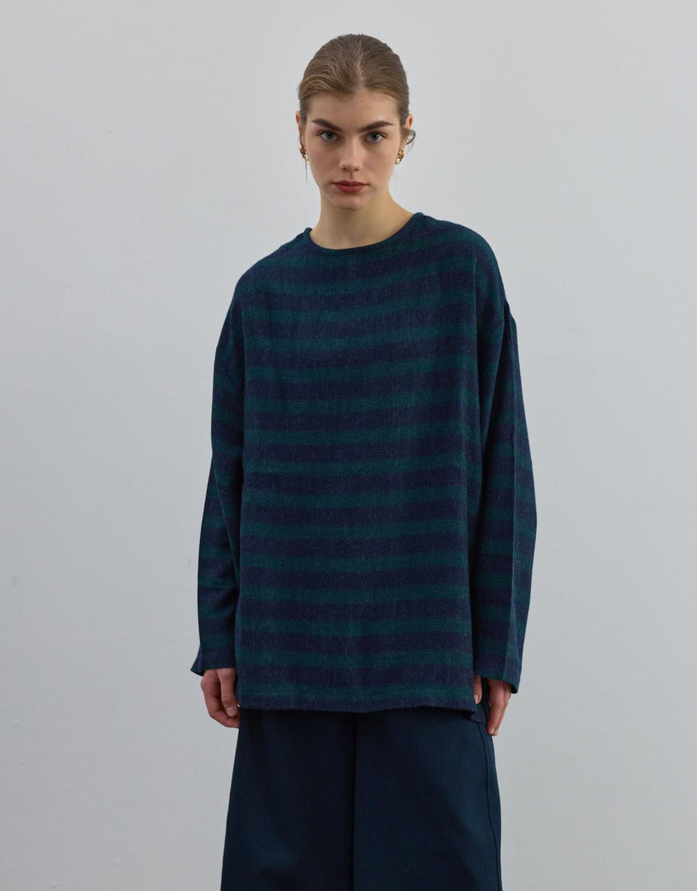 Çizgili İnce Triko Yeşil - Yeşil