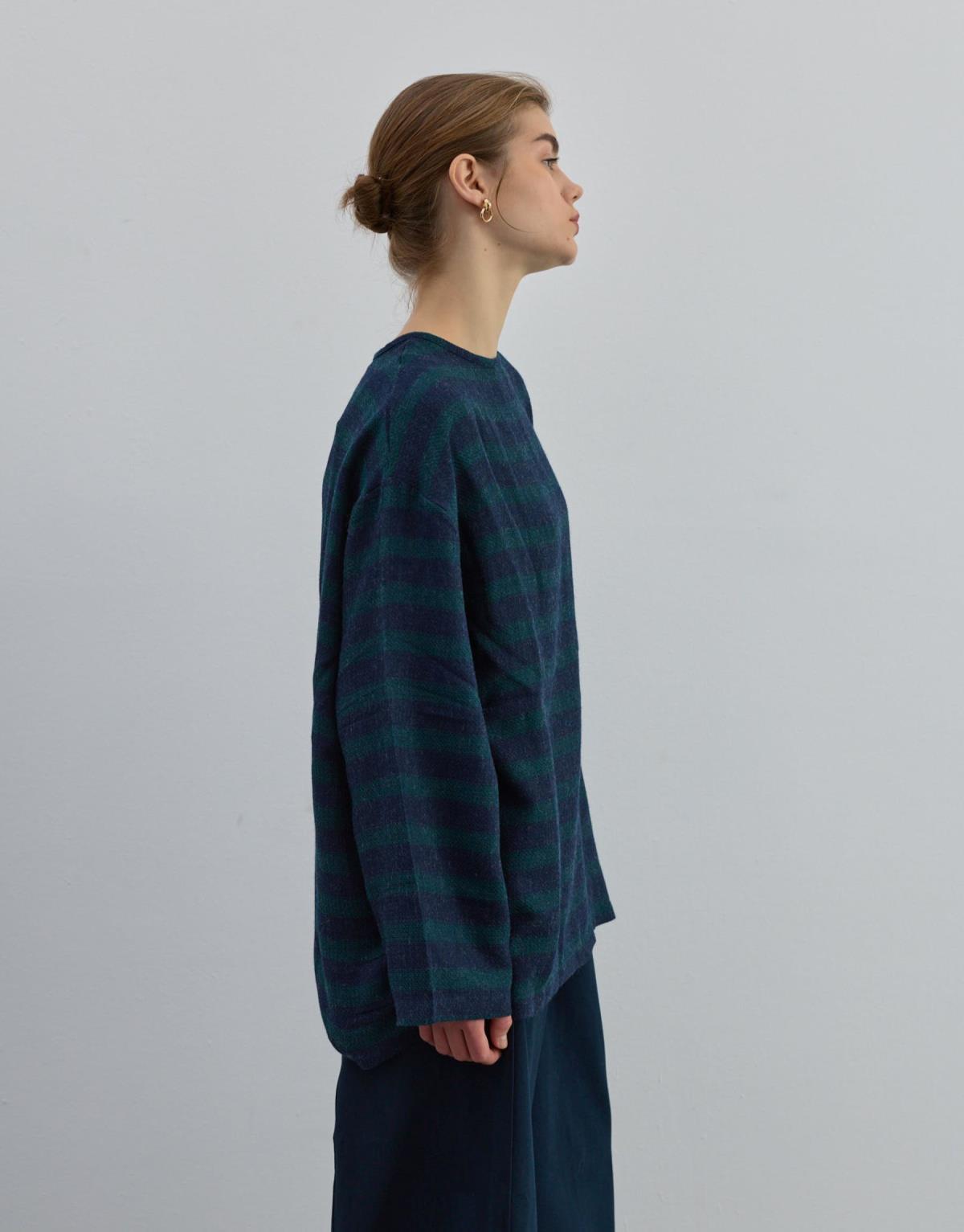 Çizgili İnce Triko Yeşil - Yeşil