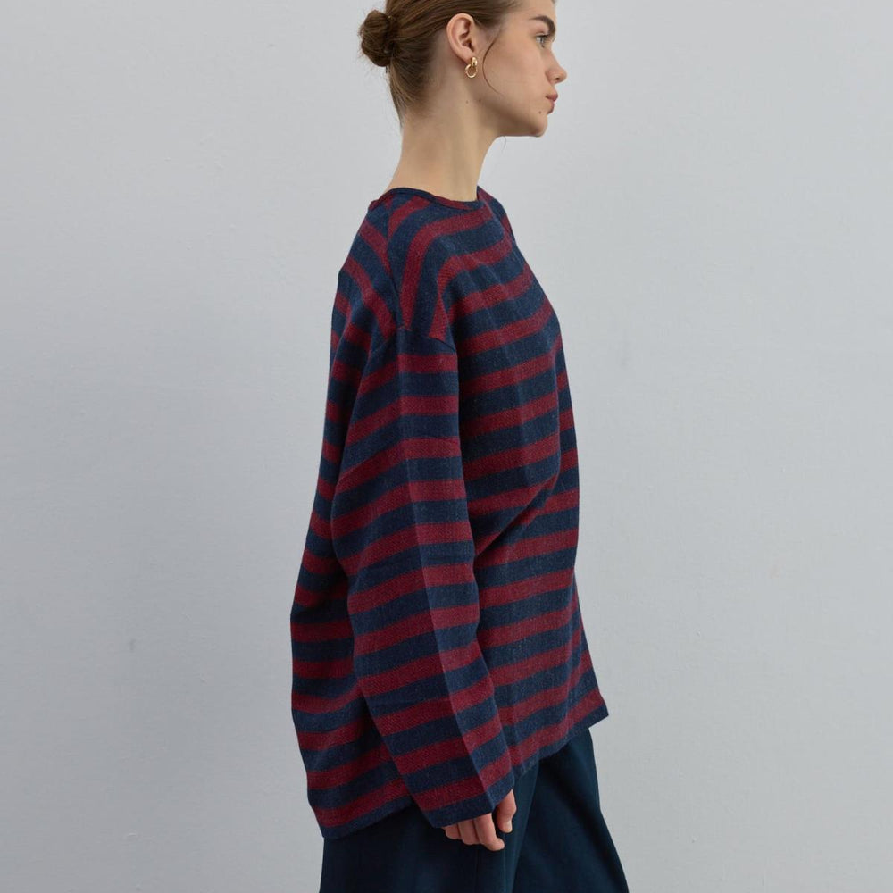 Çizgili İnce Triko Kırmızı - Kırmızı