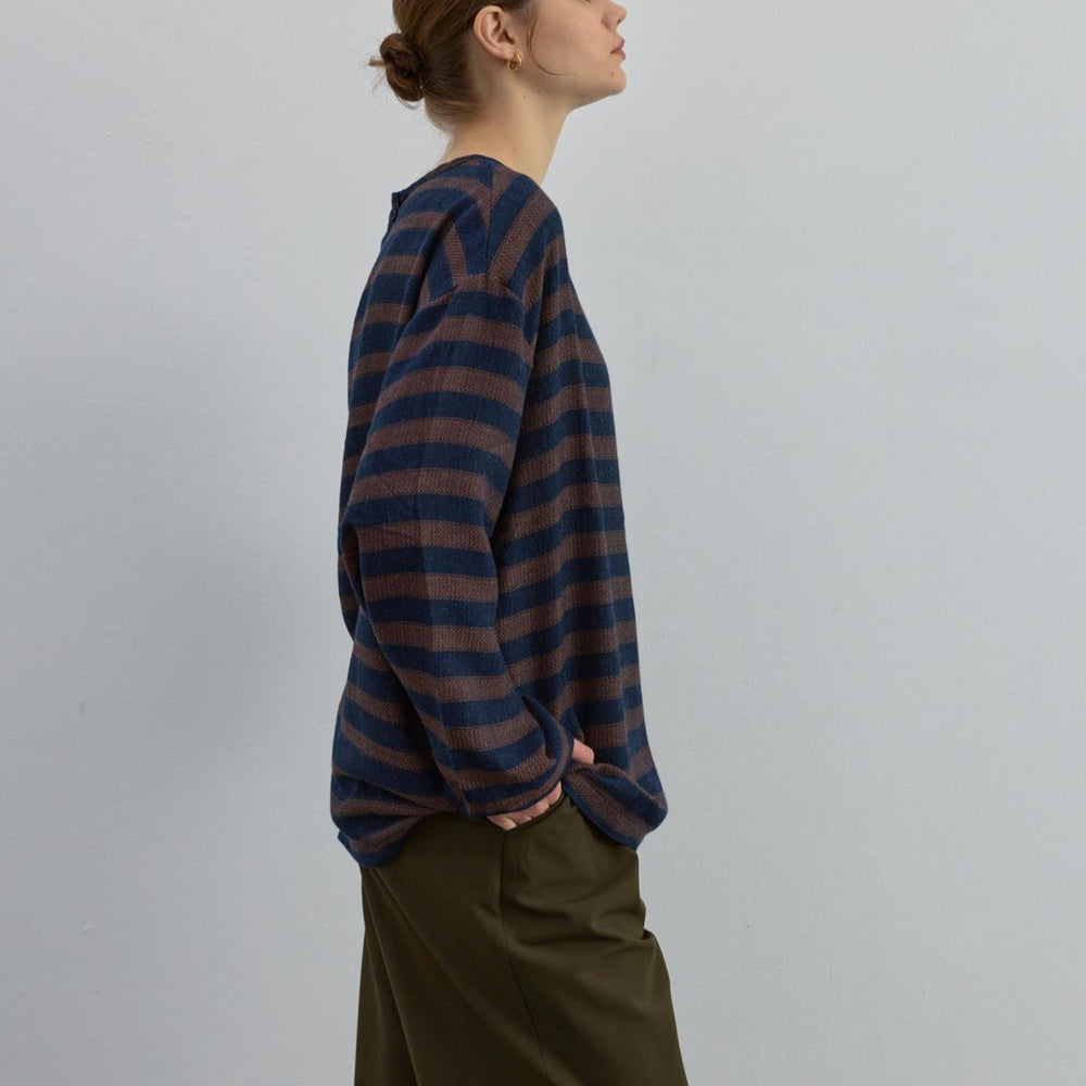 Çizgili İnce Triko Bej - Bej