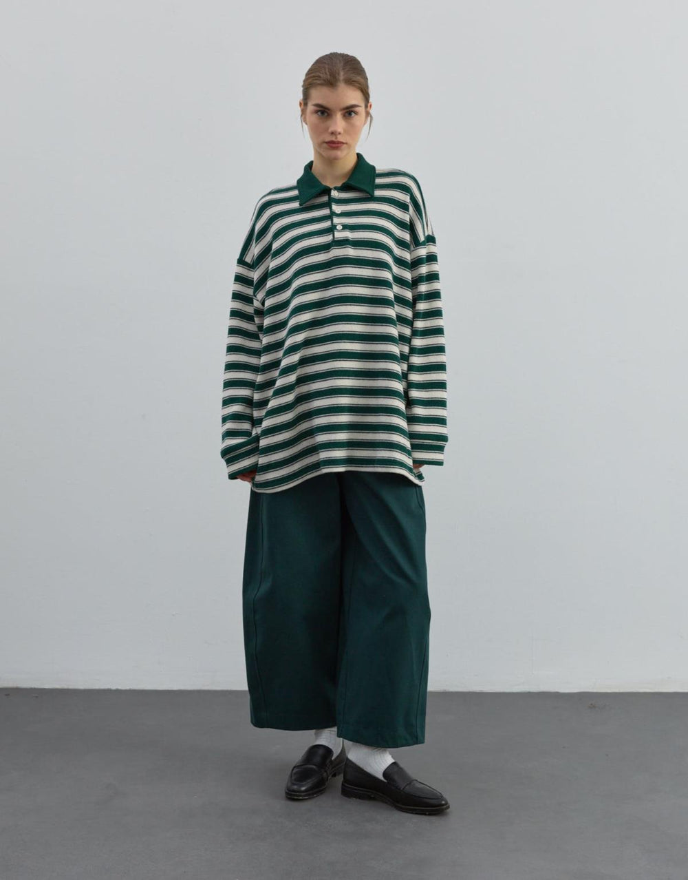 Bol Kesim Gabardin Pantolon Petrol - Petrol Mavisi