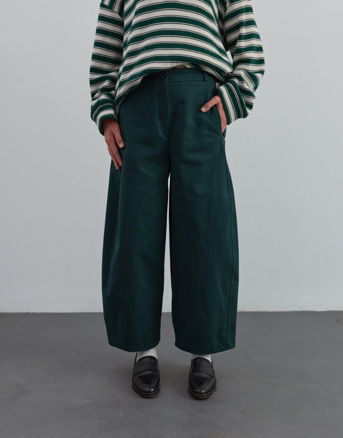 Bol Kesim Gabardin Pantolon Petrol - Petrol Mavisi