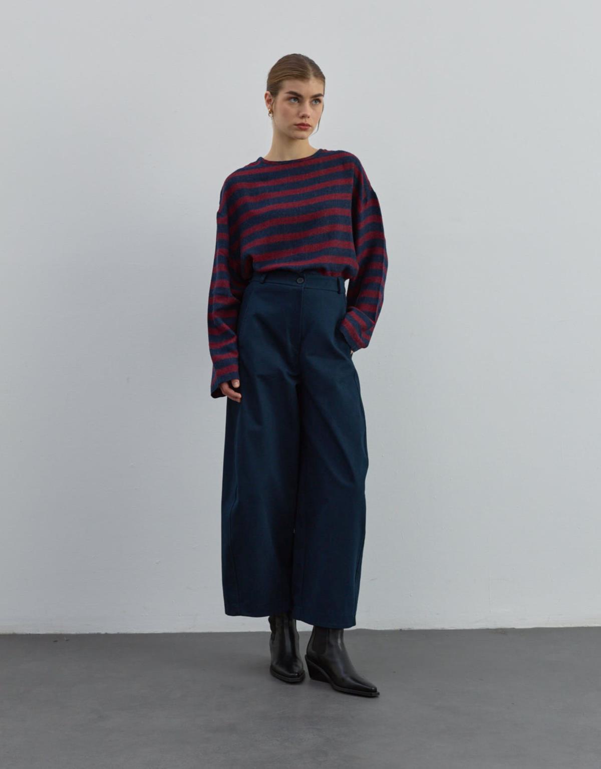 Bol Kesim Gabardin Pantolon Lacivert - Lacivert