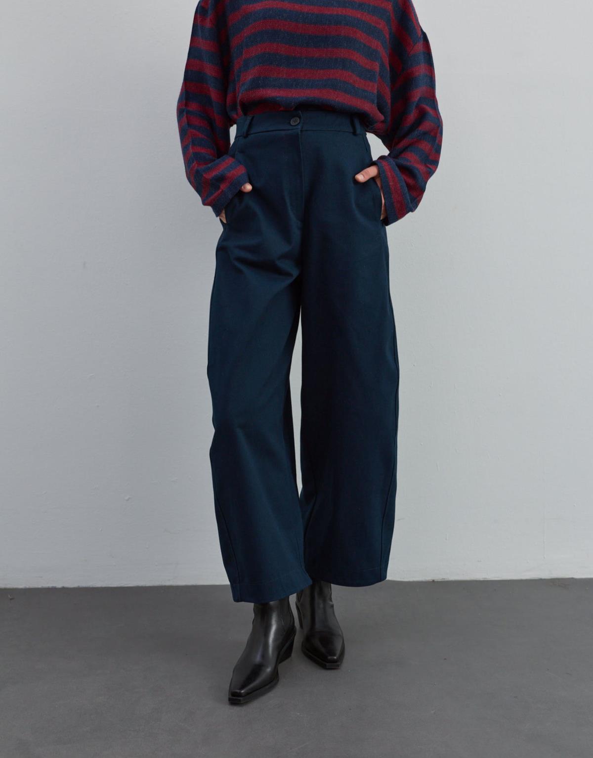 Bol Kesim Gabardin Pantolon Lacivert - Lacivert