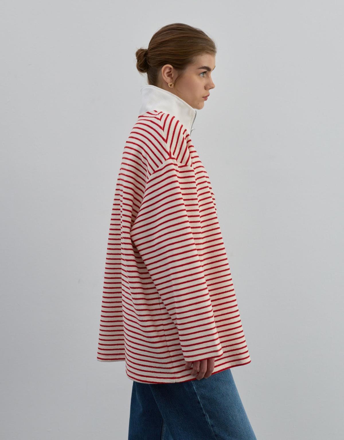 Fermuarlı Sweat Kırmızı - Kırmızı