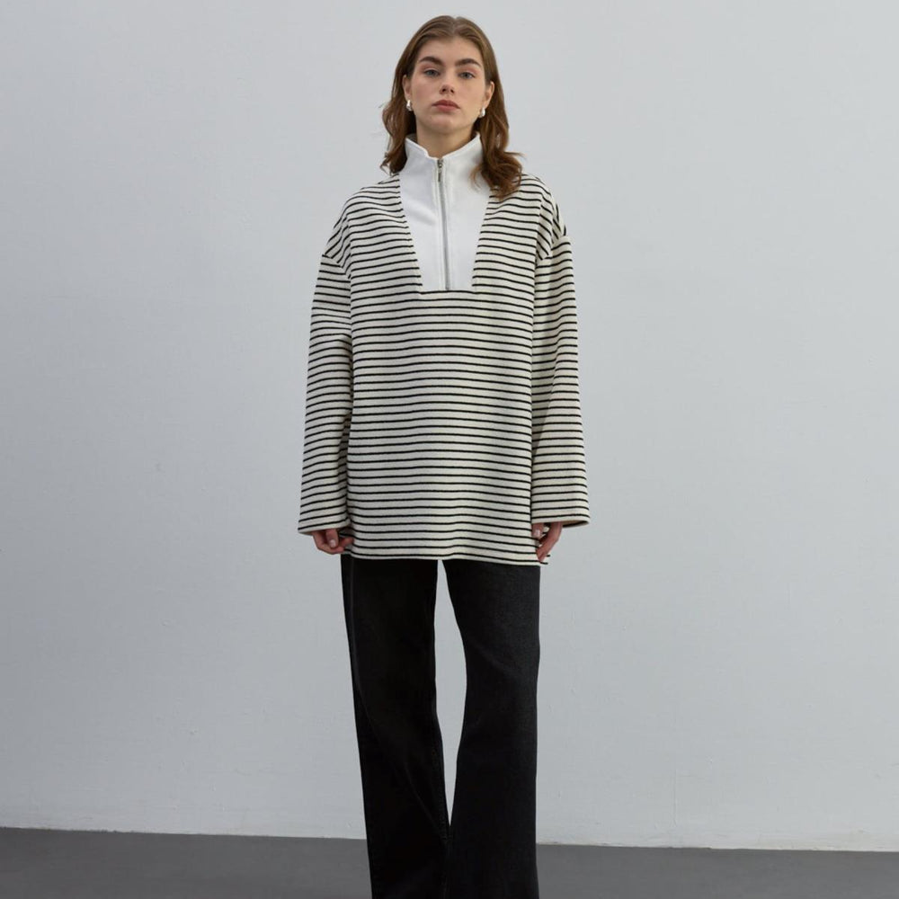 Fermuarlı Sweat Siyah - Siyah