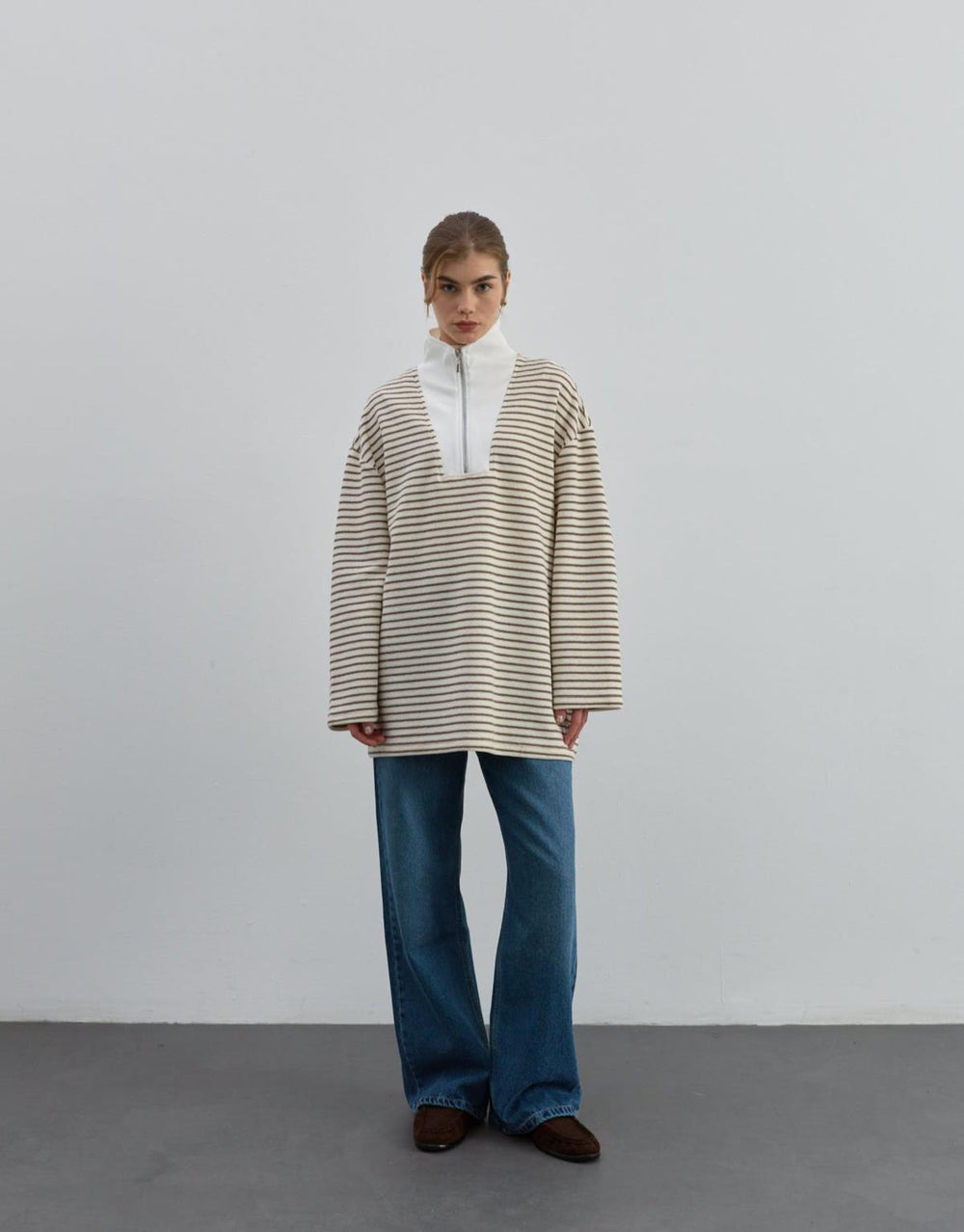 Fermuarlı Sweat Kahve - Kahve