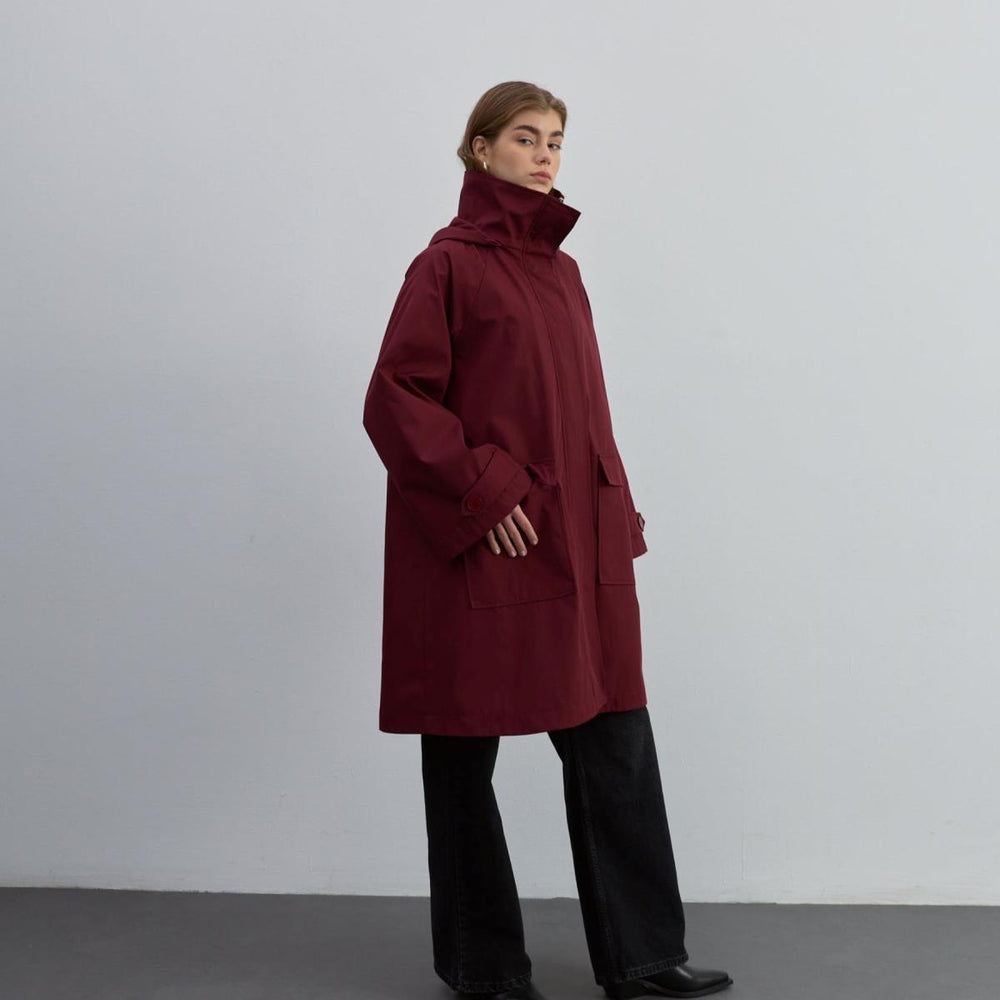 
                      
                        Kapüşonlu Fermuarlı Trenç Bordo - Bordo
                      
                    