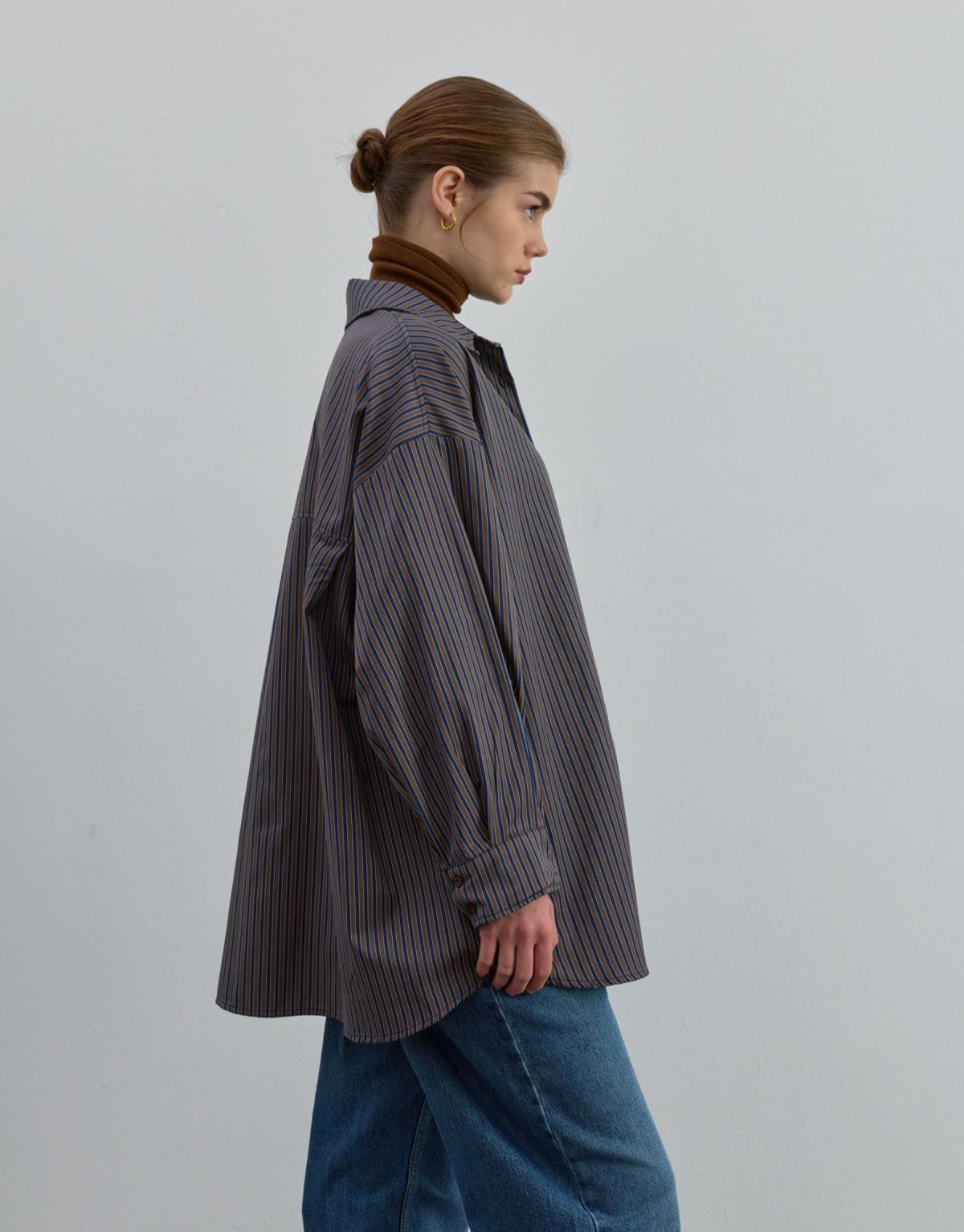 Oversize Desenli Gömlek Kahve - Kahve