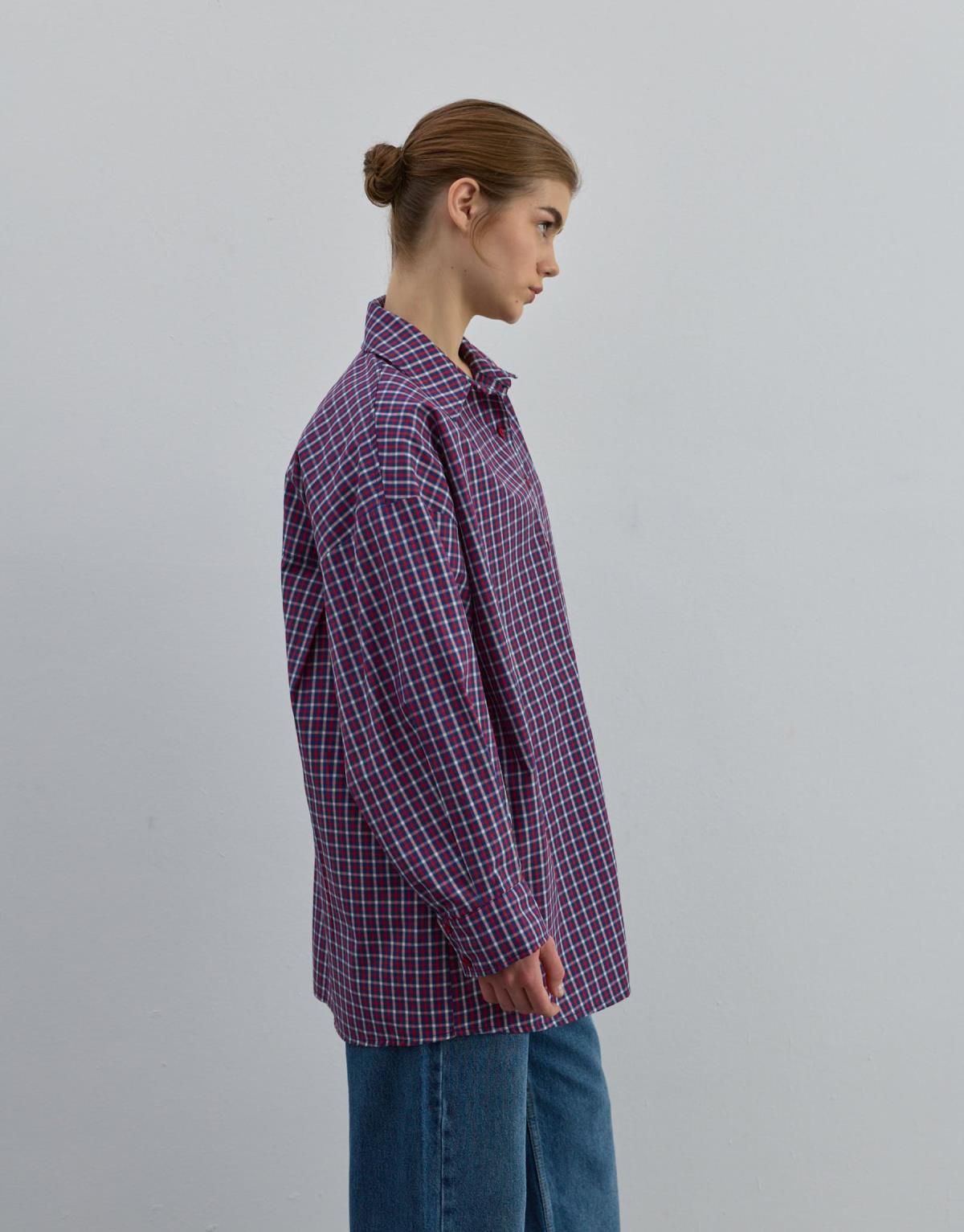 Oversize Desenli Gömlek Kırmızı - Kırmızı