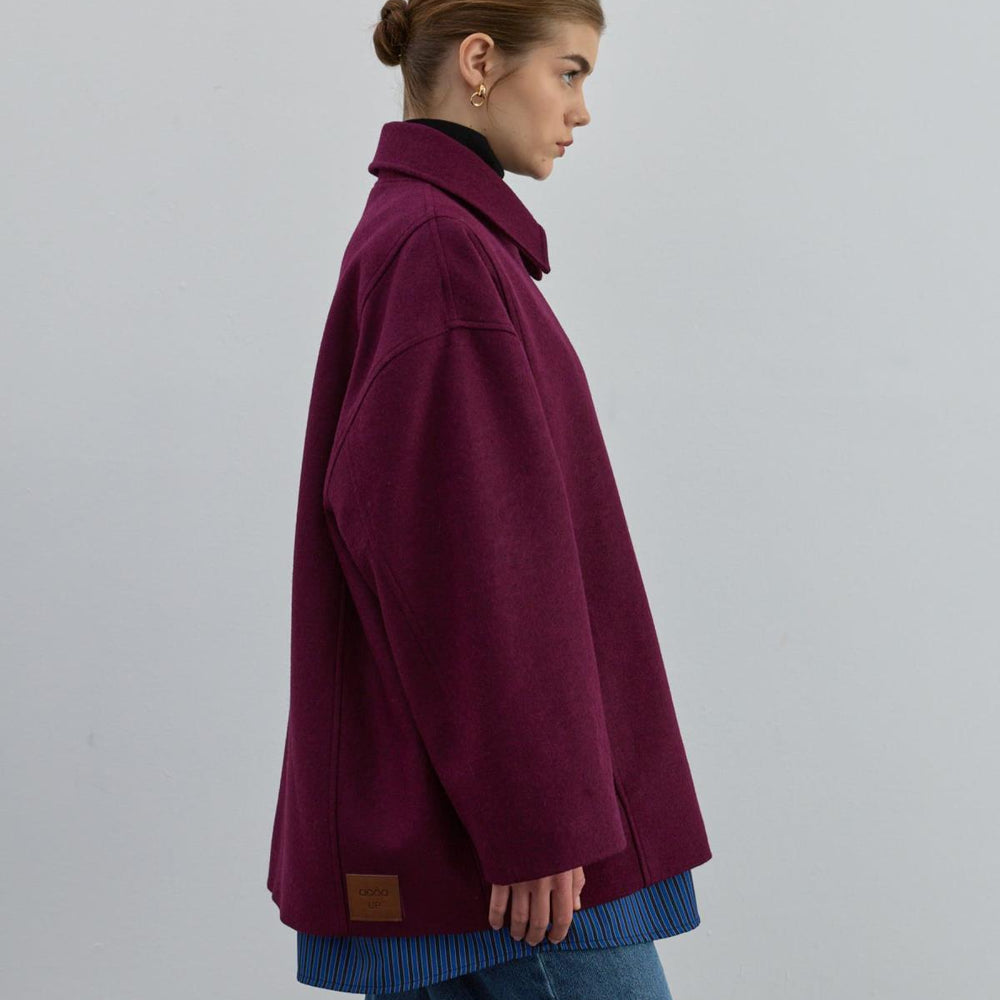 Kısa Kaşe Kaban Bordo - Bordo