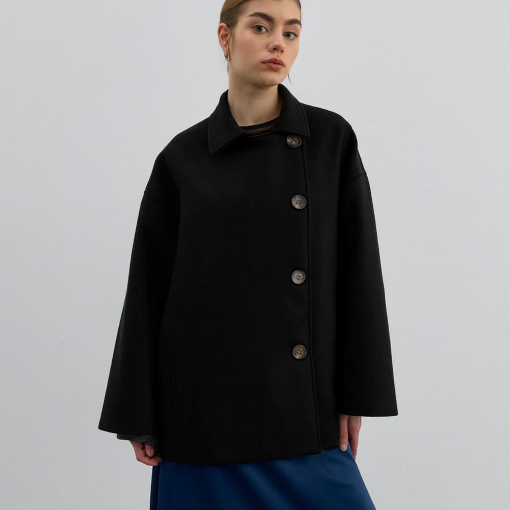 Kısa Kaşe Kaban Siyah - Siyah