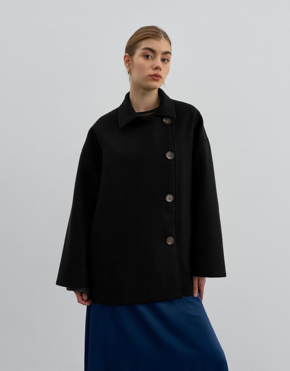 Kısa Kaşe Kaban Siyah - Siyah