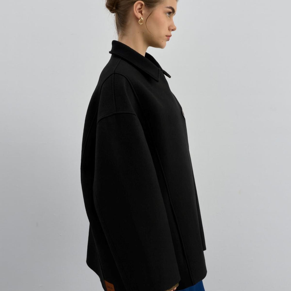 Kısa Kaşe Kaban Siyah - Siyah