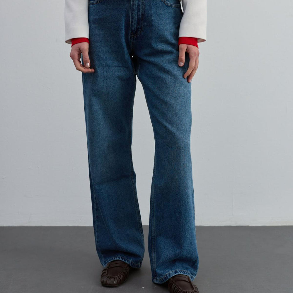 Düz Kesim Jean Koyu Mavi - Koyu Mavi