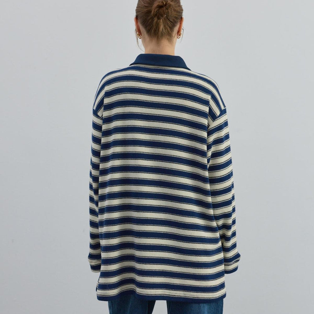 
                      
                        Düğmeli Çizgili Triko Mavi - Mavi
                      
                    