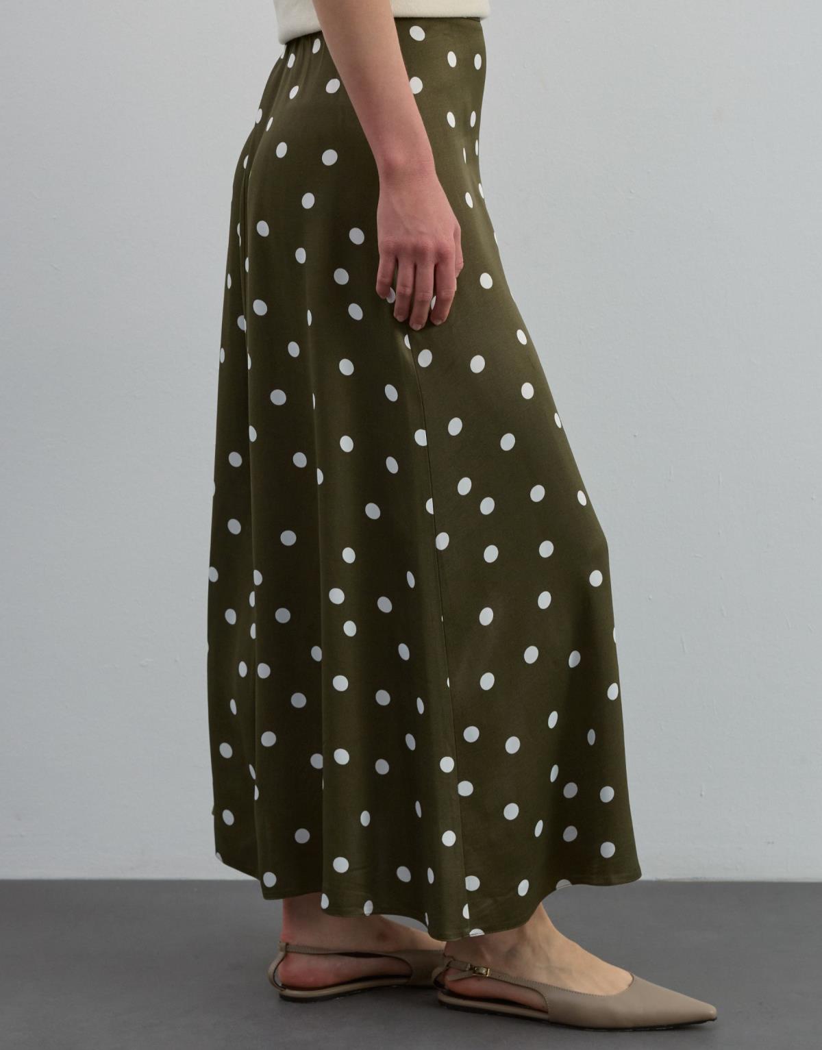 Puantiyeli Saten Etek Yeşil - Yeşil