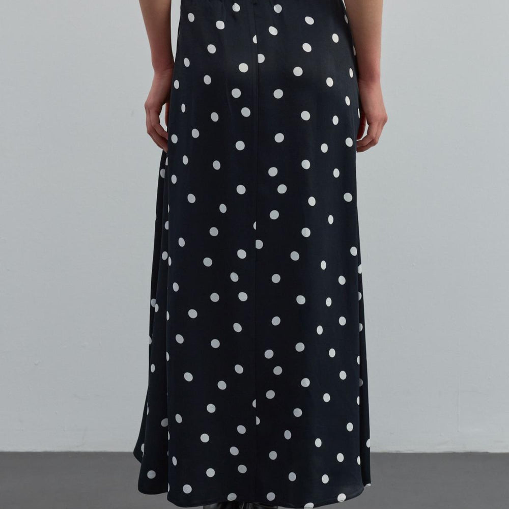 Puantiyeli Saten Etek Siyah - Siyah