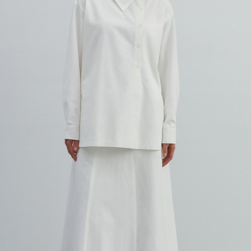 Yaka Detaylı Gömlek Beyaz - Beyaz