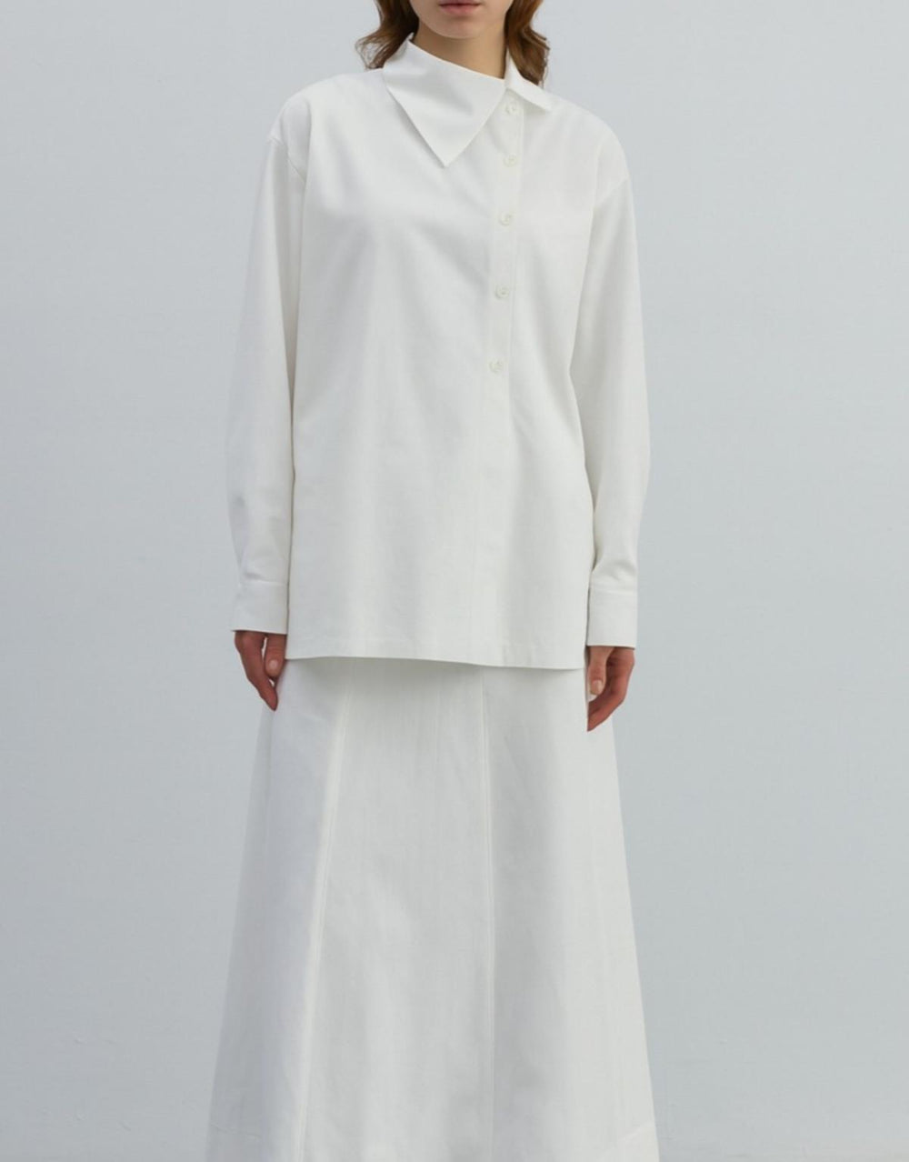 Yaka Detaylı Gömlek Beyaz - Beyaz