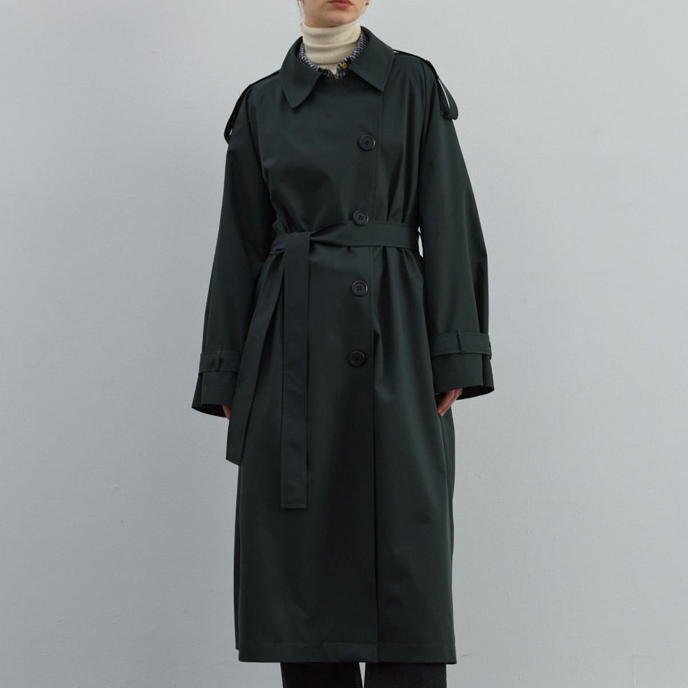 Gizli Yırtmaçlı Trenç Haki - Haki