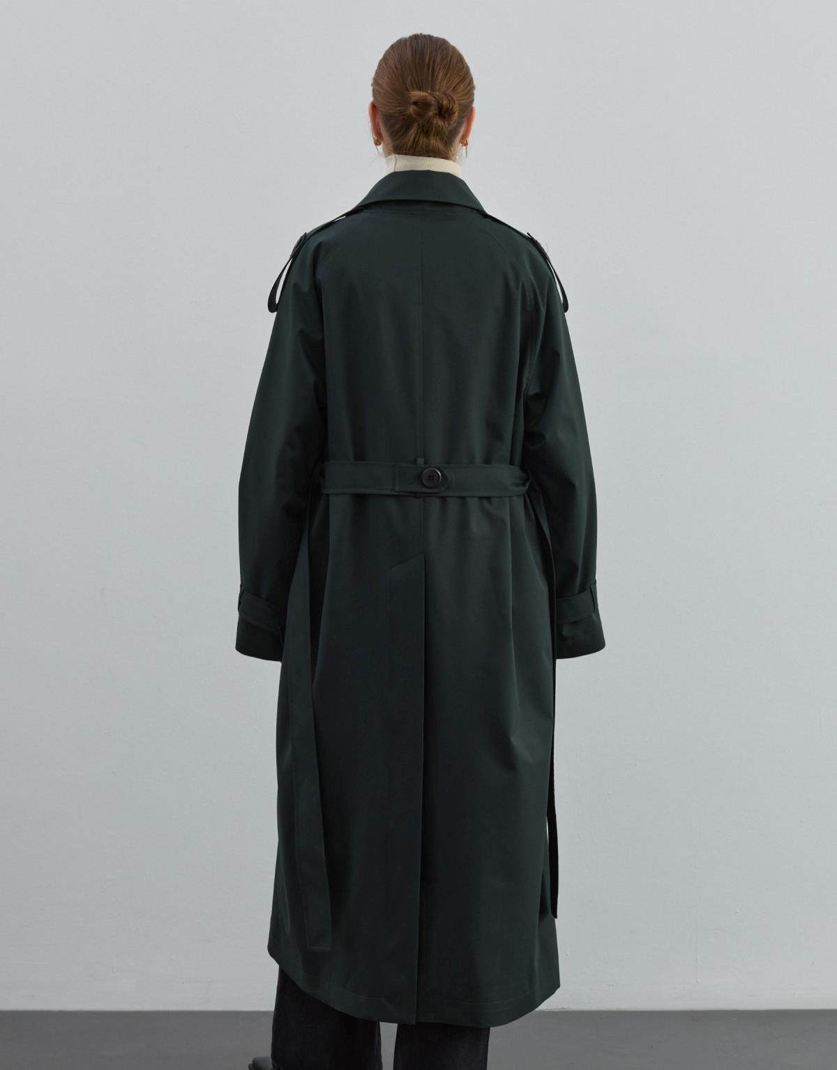 Gizli Yırtmaçlı Trenç Haki - Haki