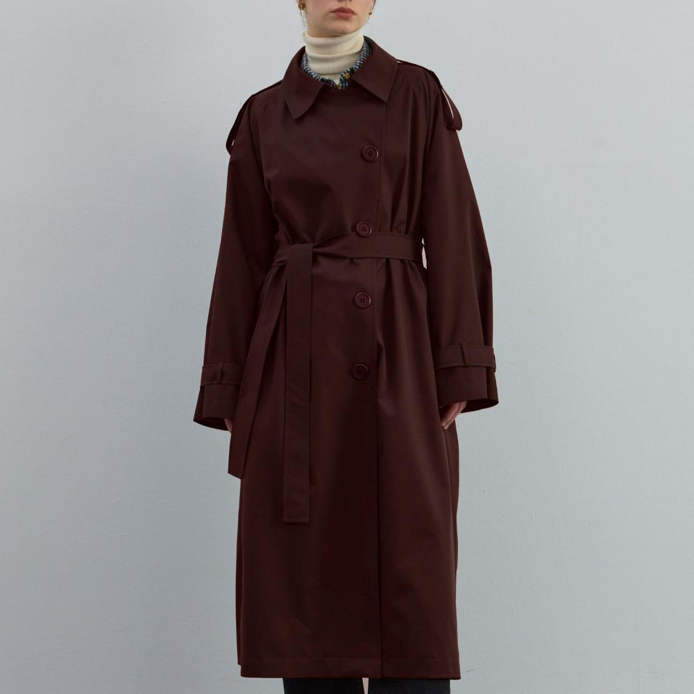 Gizli Yırtmaçlı Trenç Bordo - Bordo