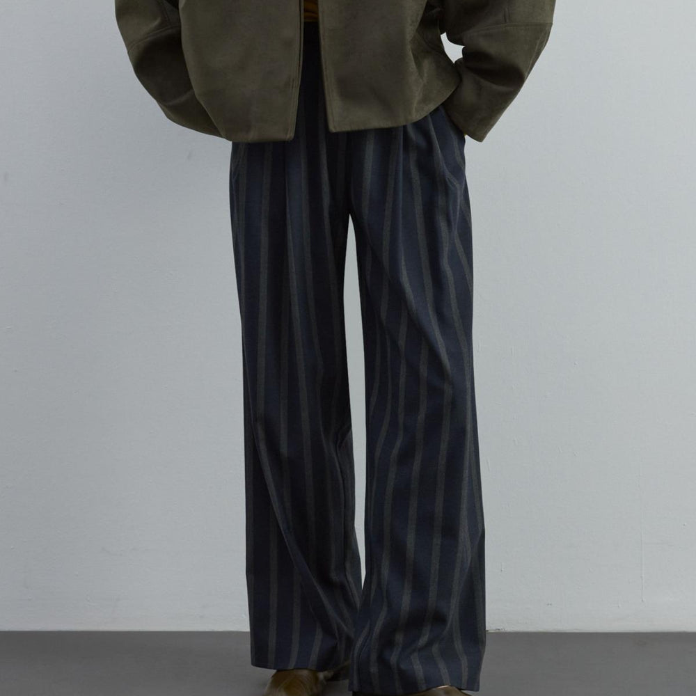 Çizgili Pantolon - Lacivert