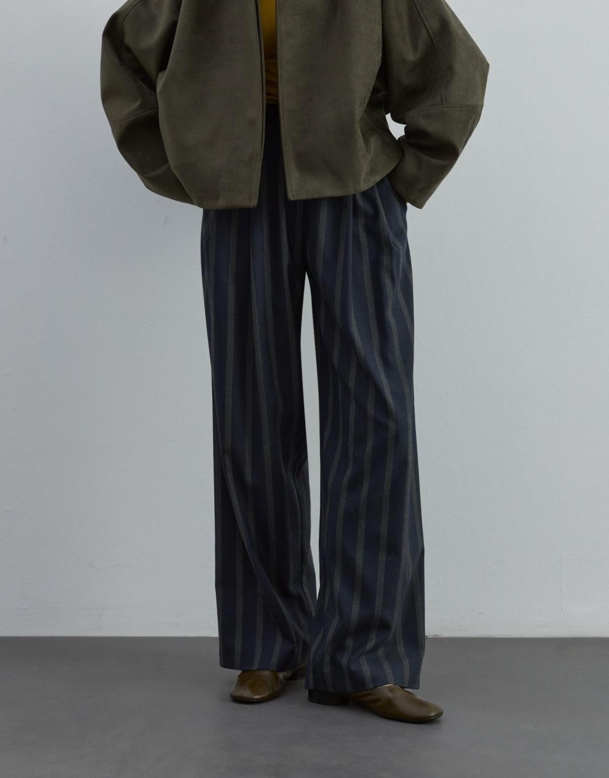 Çizgili Pantolon - Lacivert