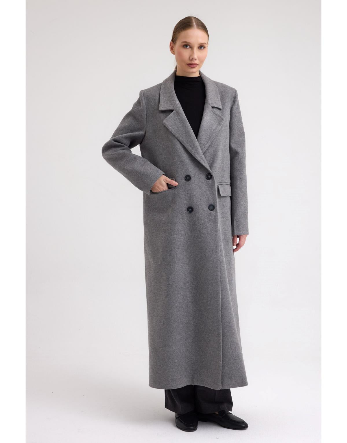 Kaşe Kaban Gri - Gri