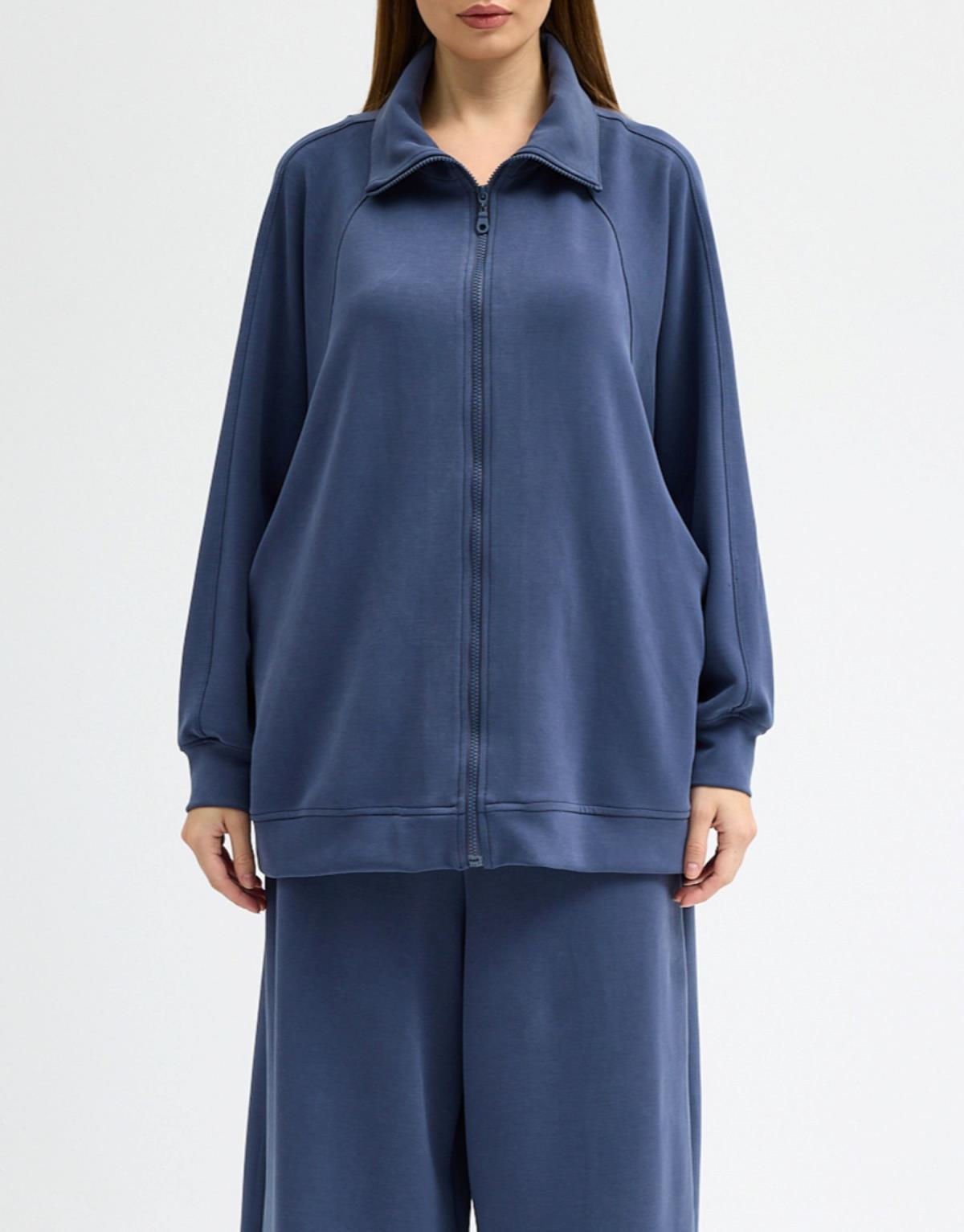 Yarasa Kol Modal Sweat İndigo - Indigo