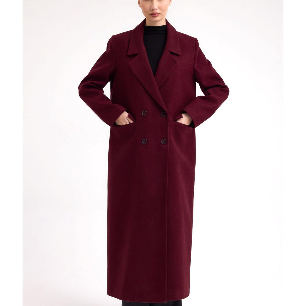 Kaşe Kaban Bordo - Bordo