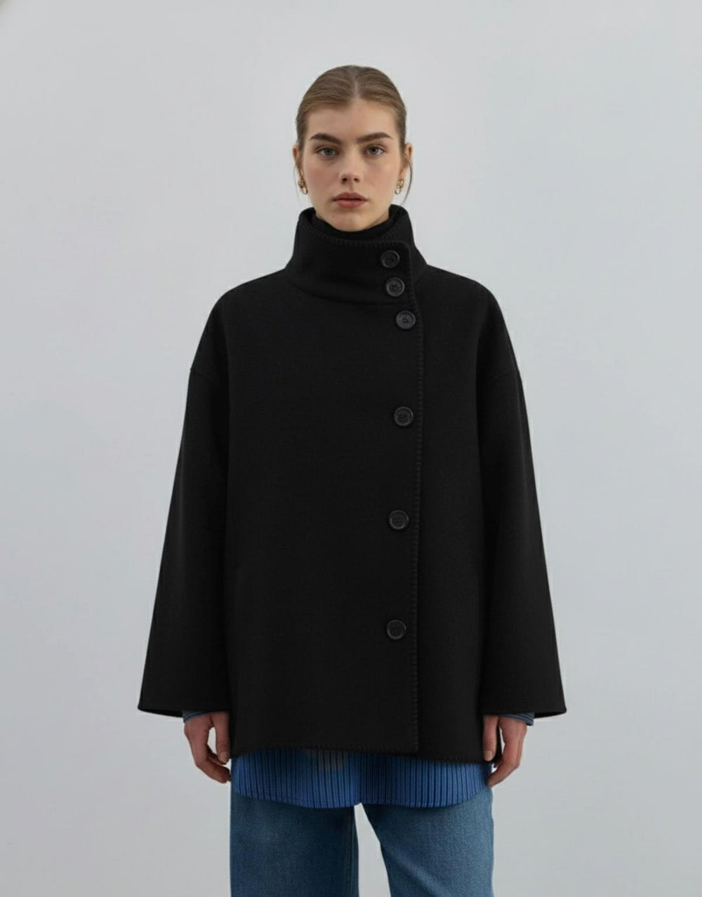 Yün Ceket Siyah - Siyah