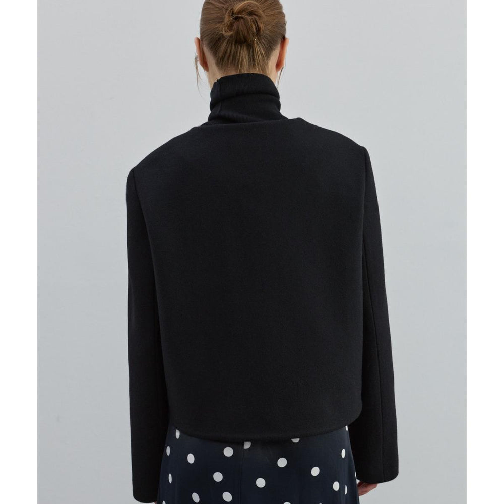 Kaşe Crop Ceket - Siyah