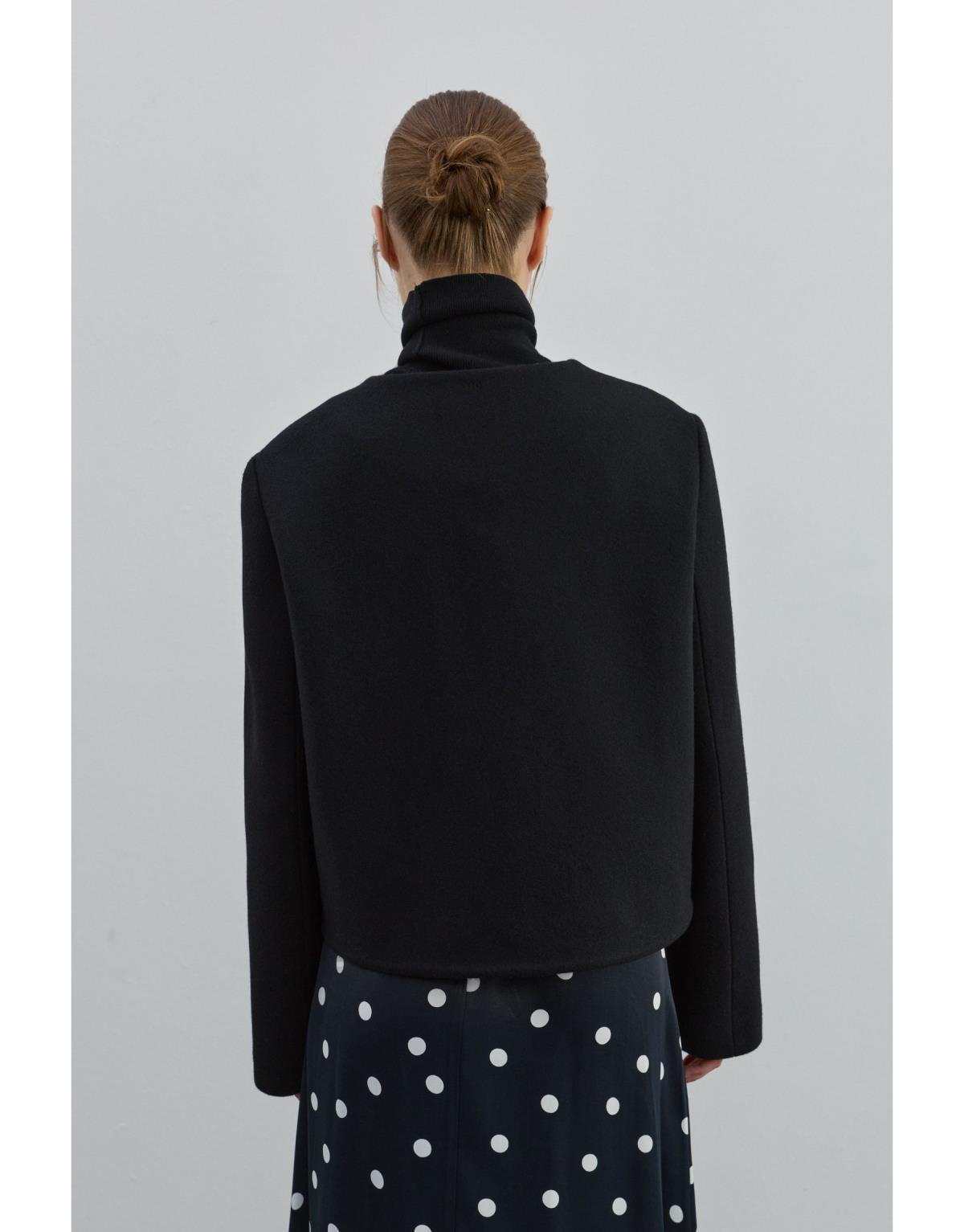 Kaşe Crop Ceket - Siyah