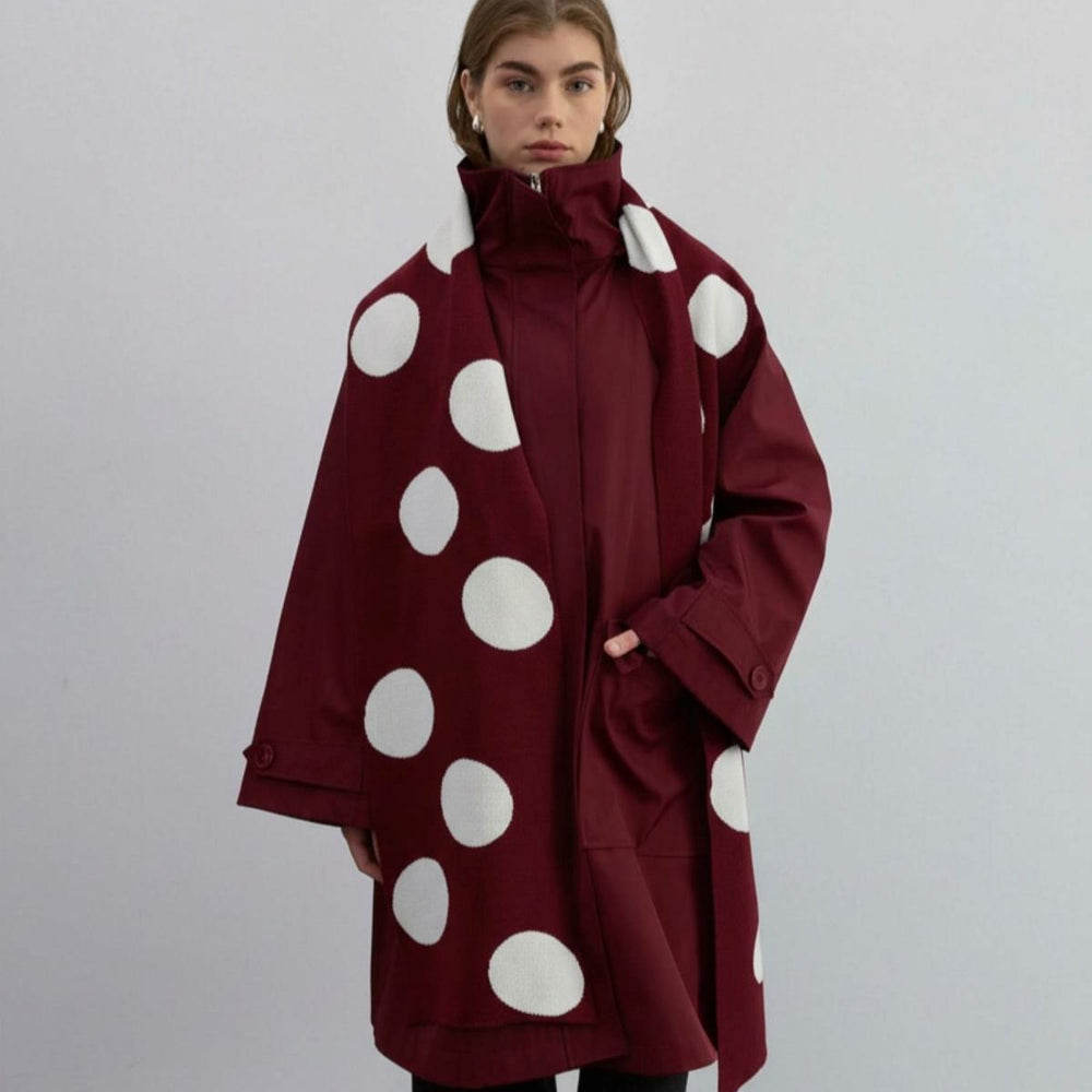 Puantiyeli Atkı Bordo - Bordo