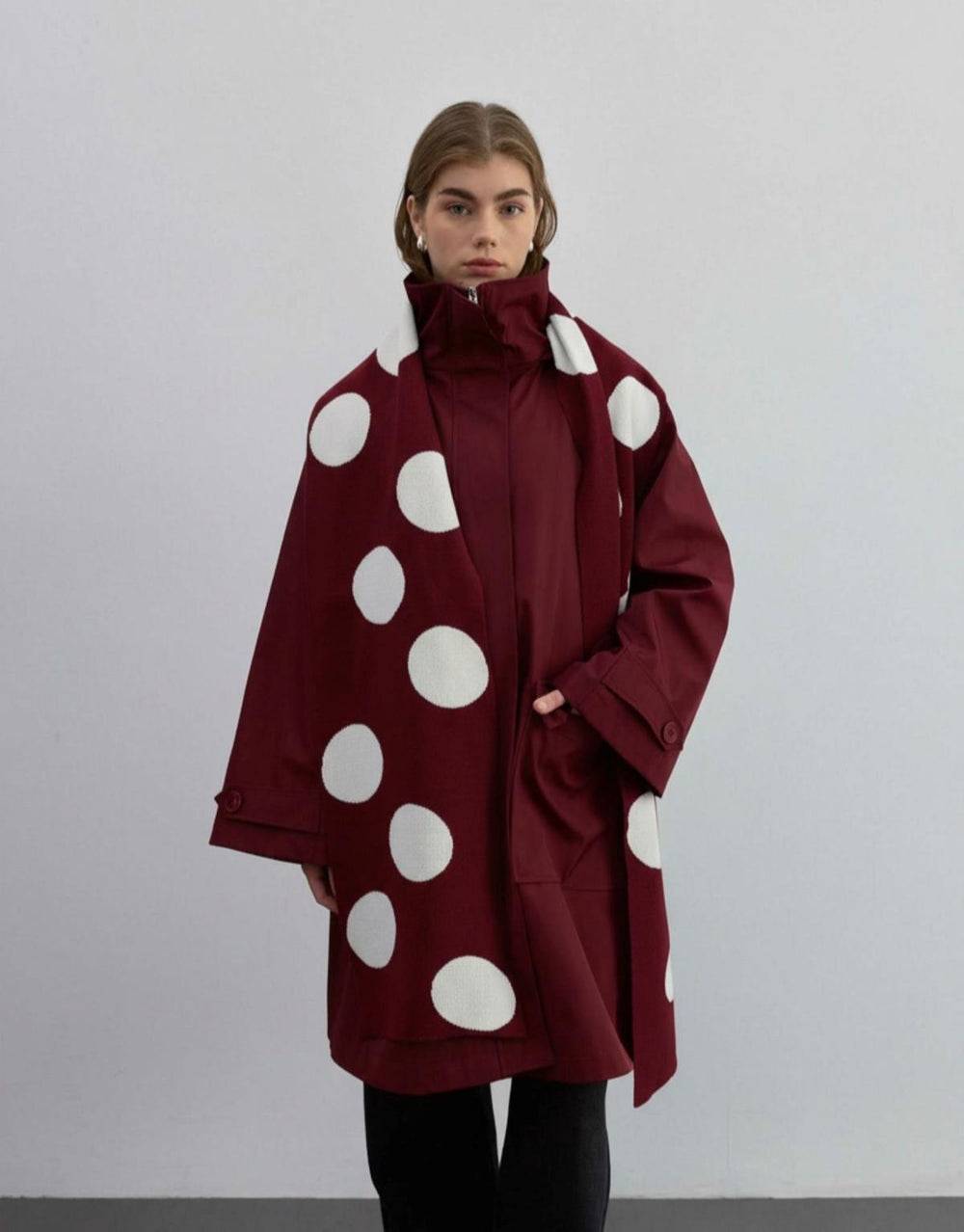 Puantiyeli Atkı Bordo - Bordo