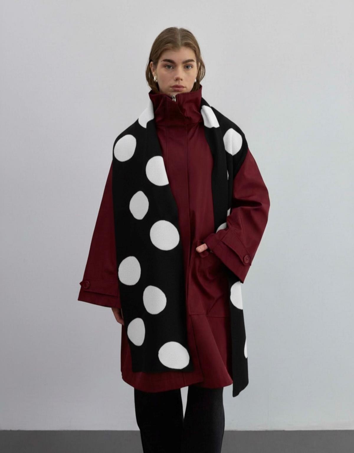 Puantiyeli Atkı Siyah - Siyah