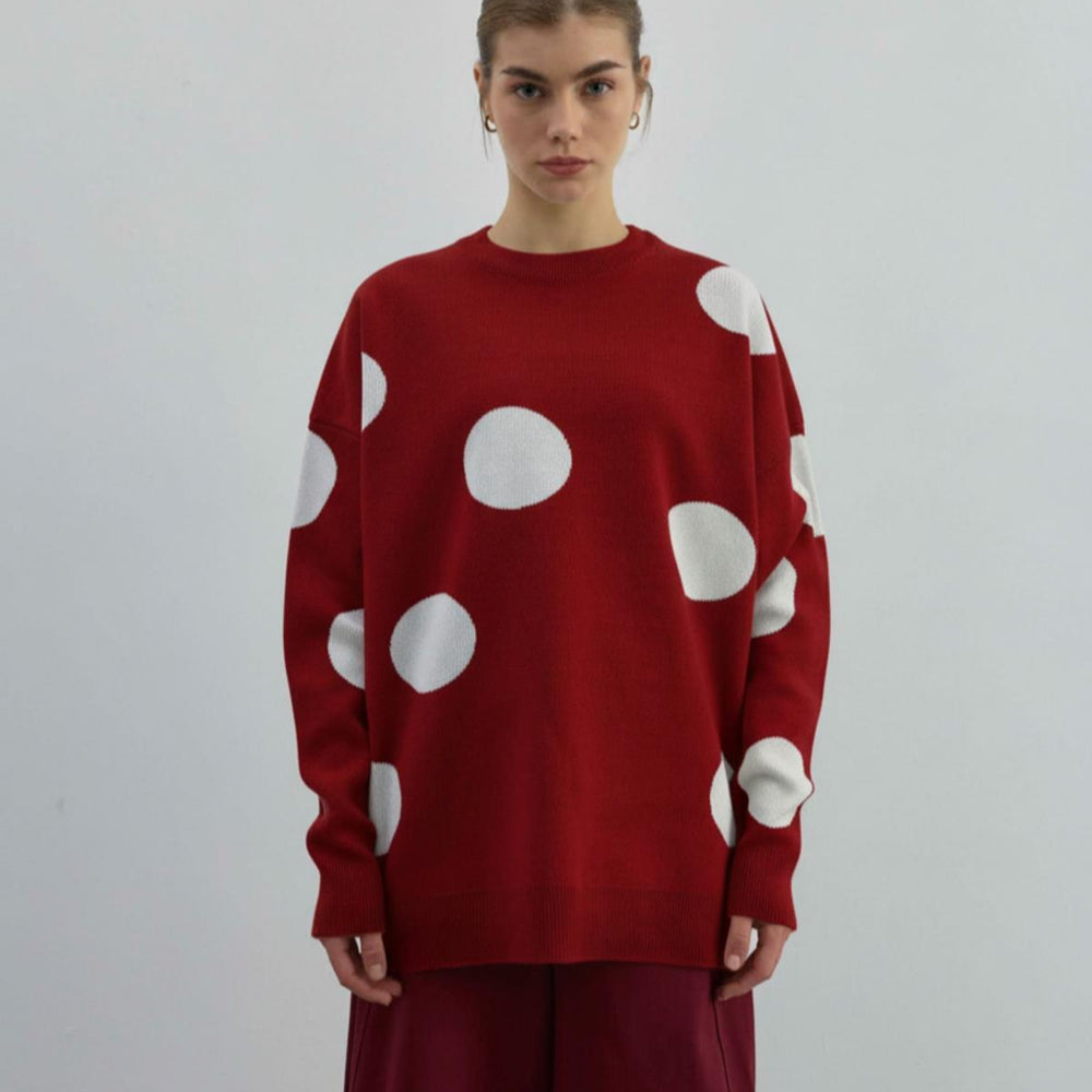 Puantiyeli Kazak Bordo - Bordo