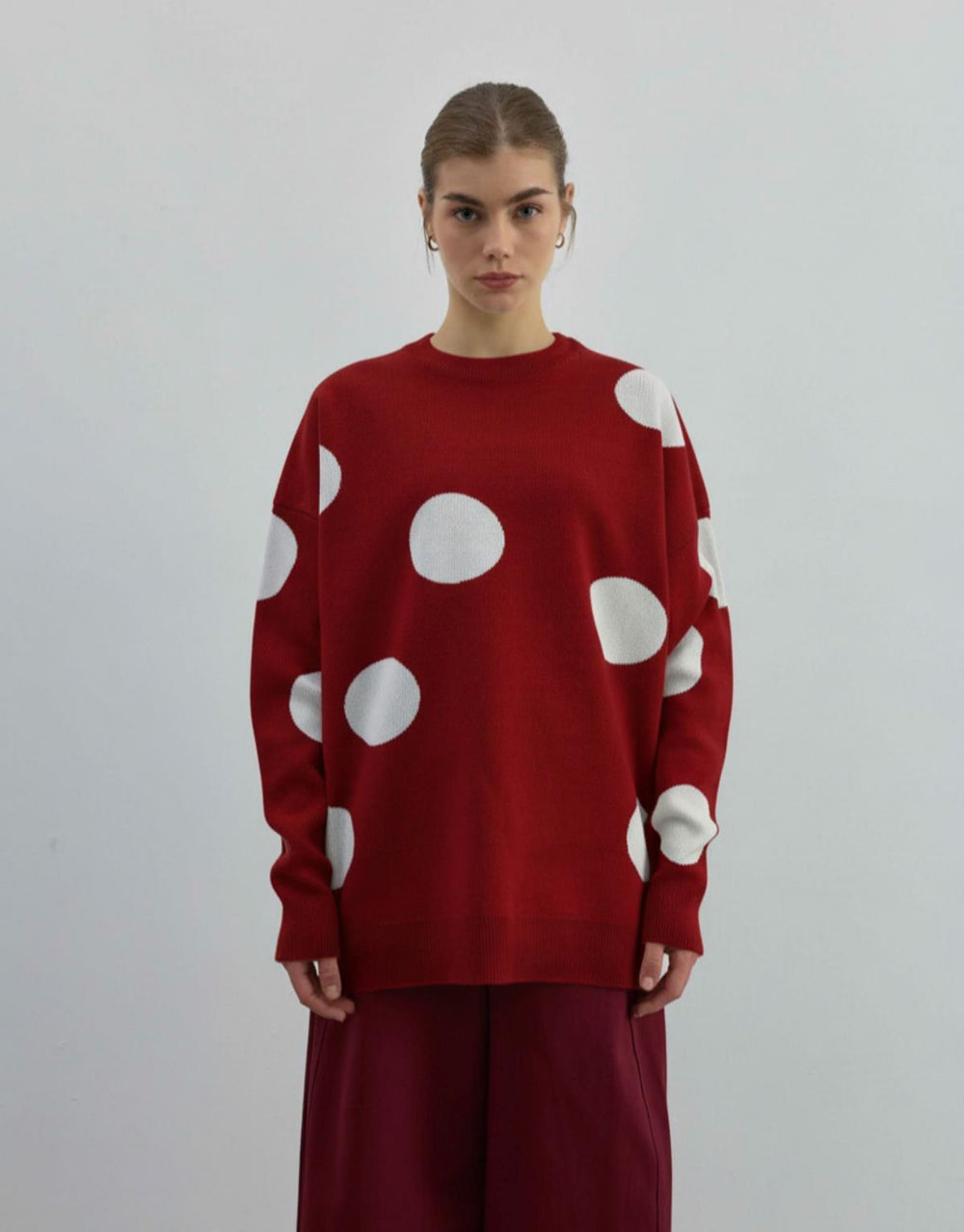 Puantiyeli Kazak Bordo - Bordo