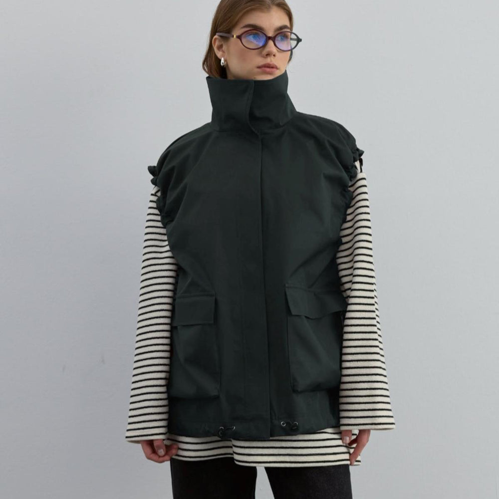 Kol Büzgülü Yelek Haki - Haki