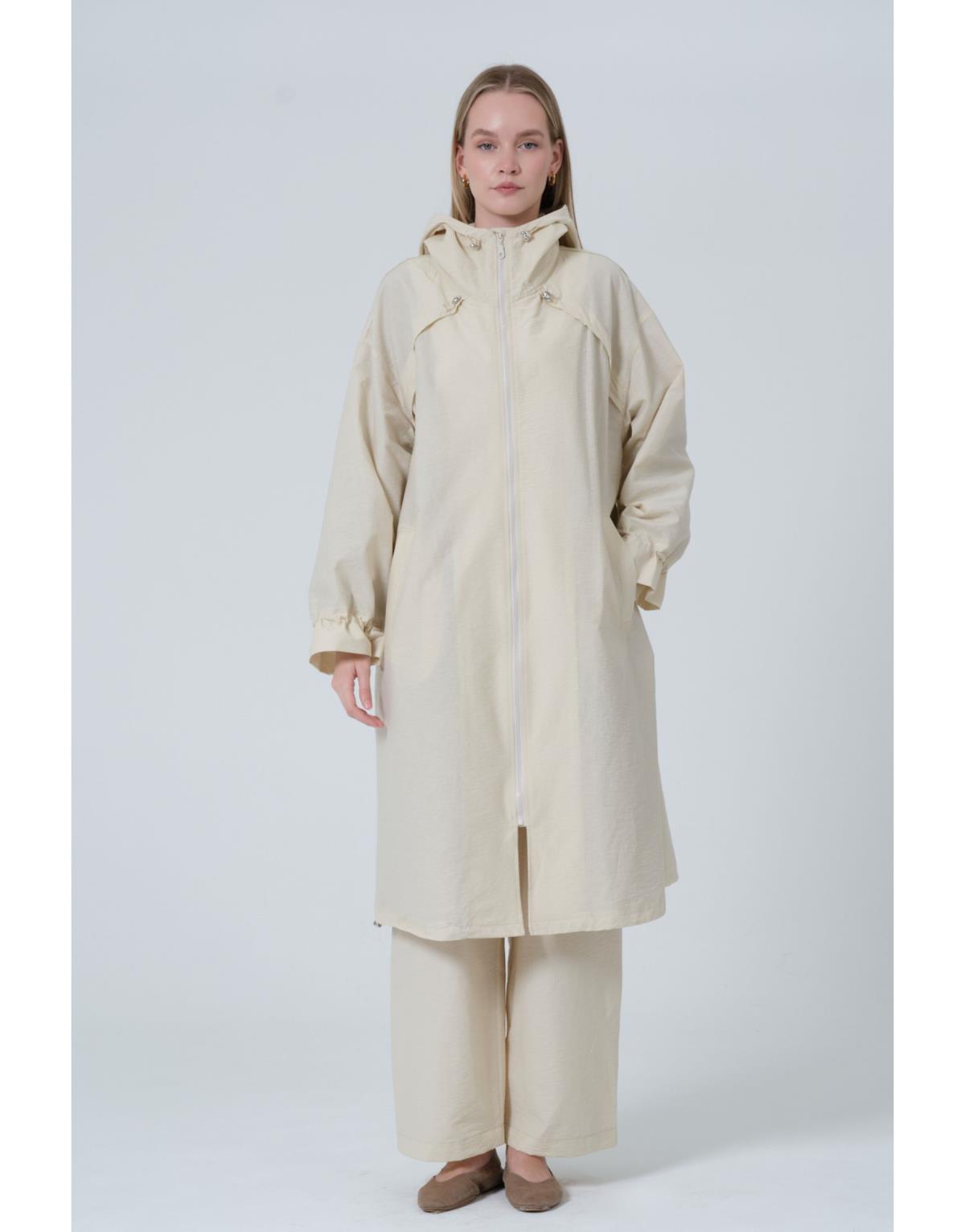 Vesp Uzun Yağmurluk Ekru - Ekru