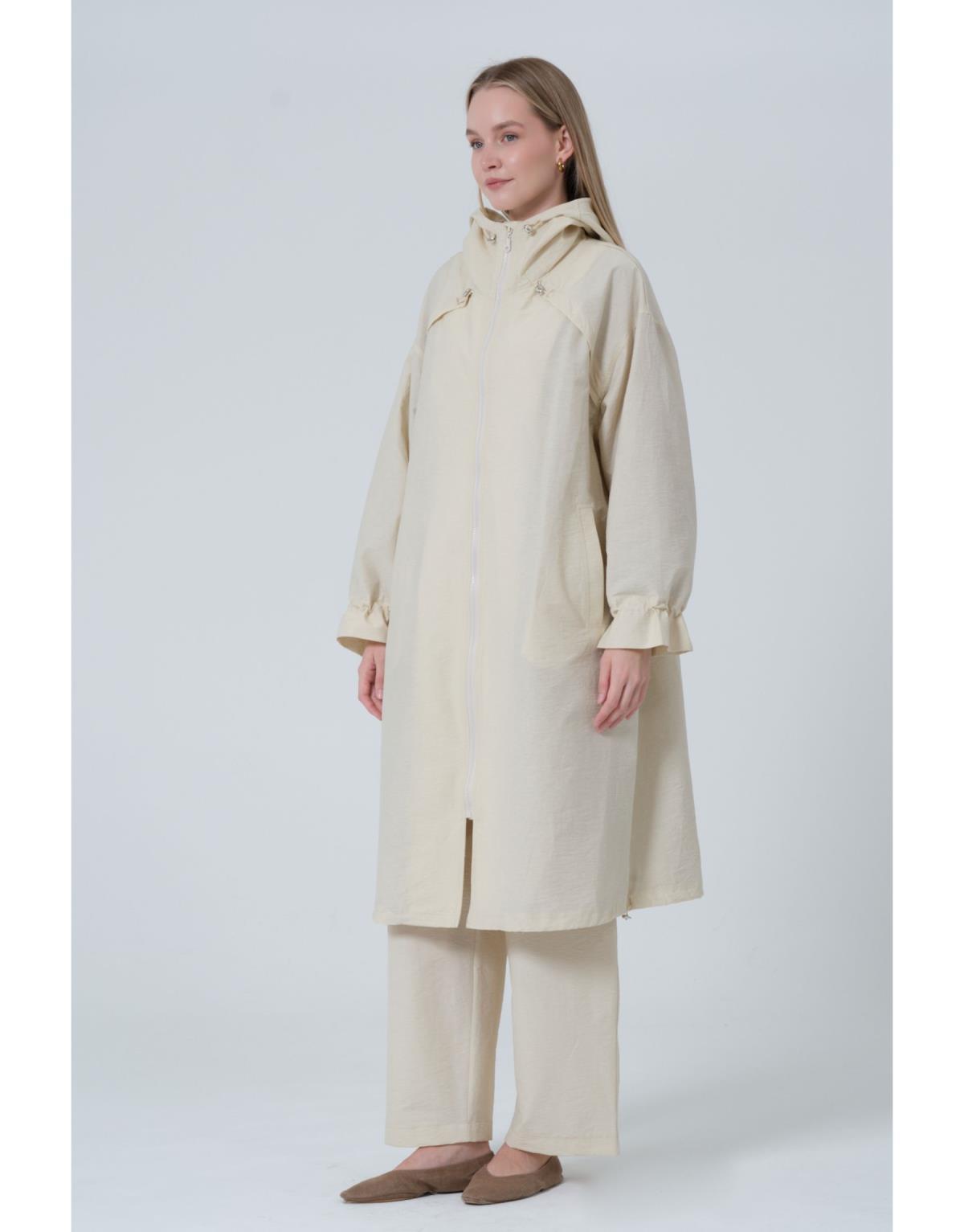 Vesp Uzun Yağmurluk Ekru - Ekru
