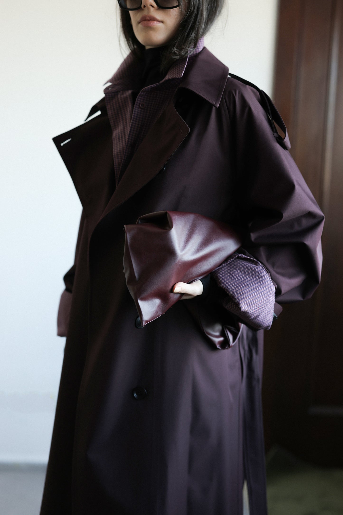 Gizli Yırtmaçlı Trenç Bordo