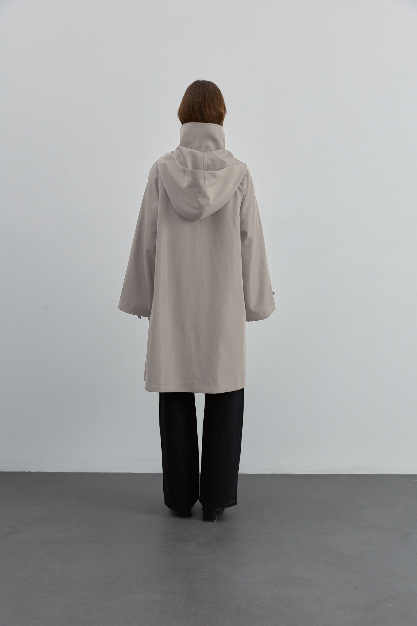 Kapüşonlu Fermuarlı Trenç Bej