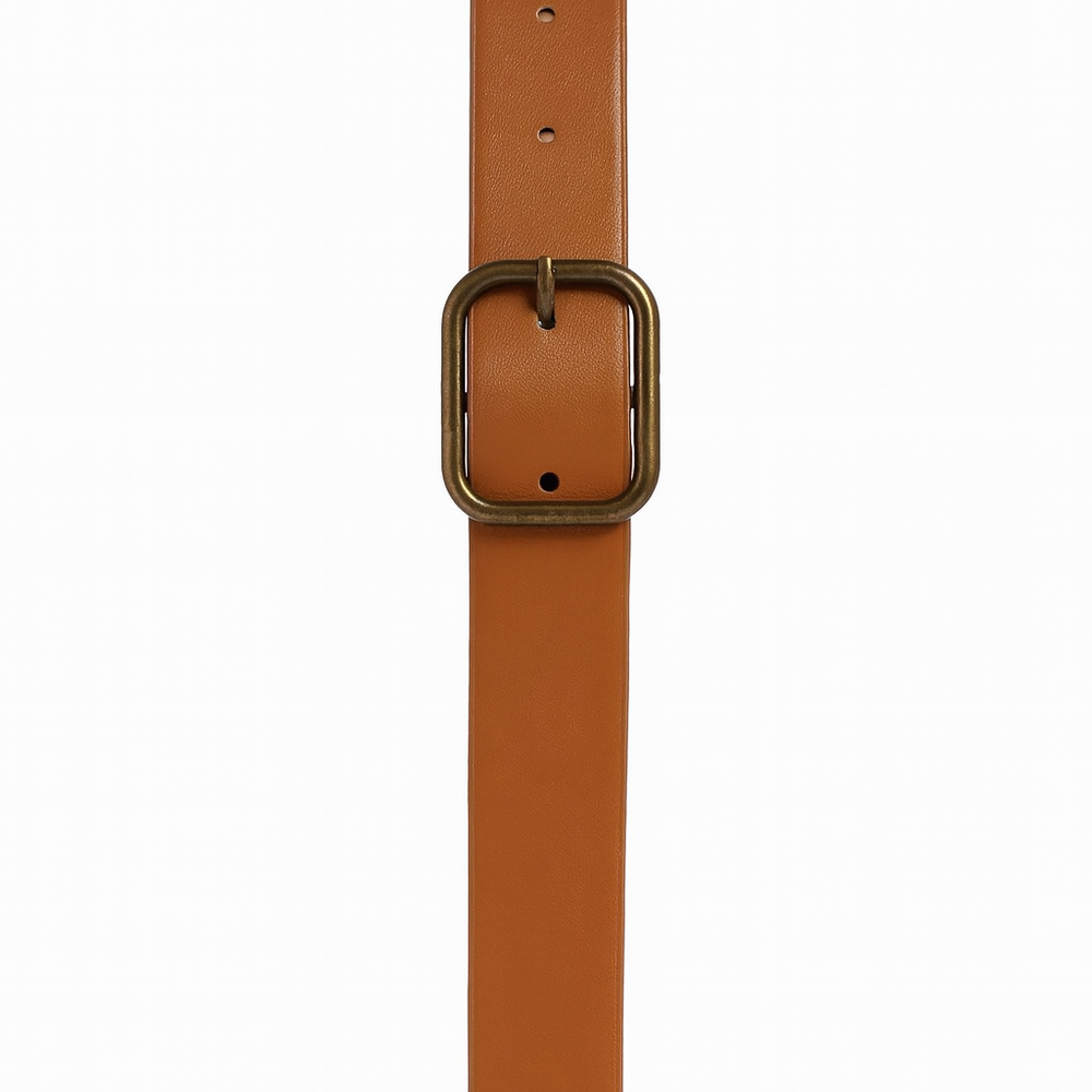 Antik Sarı Tokalı Suni Deri Kemer Taba