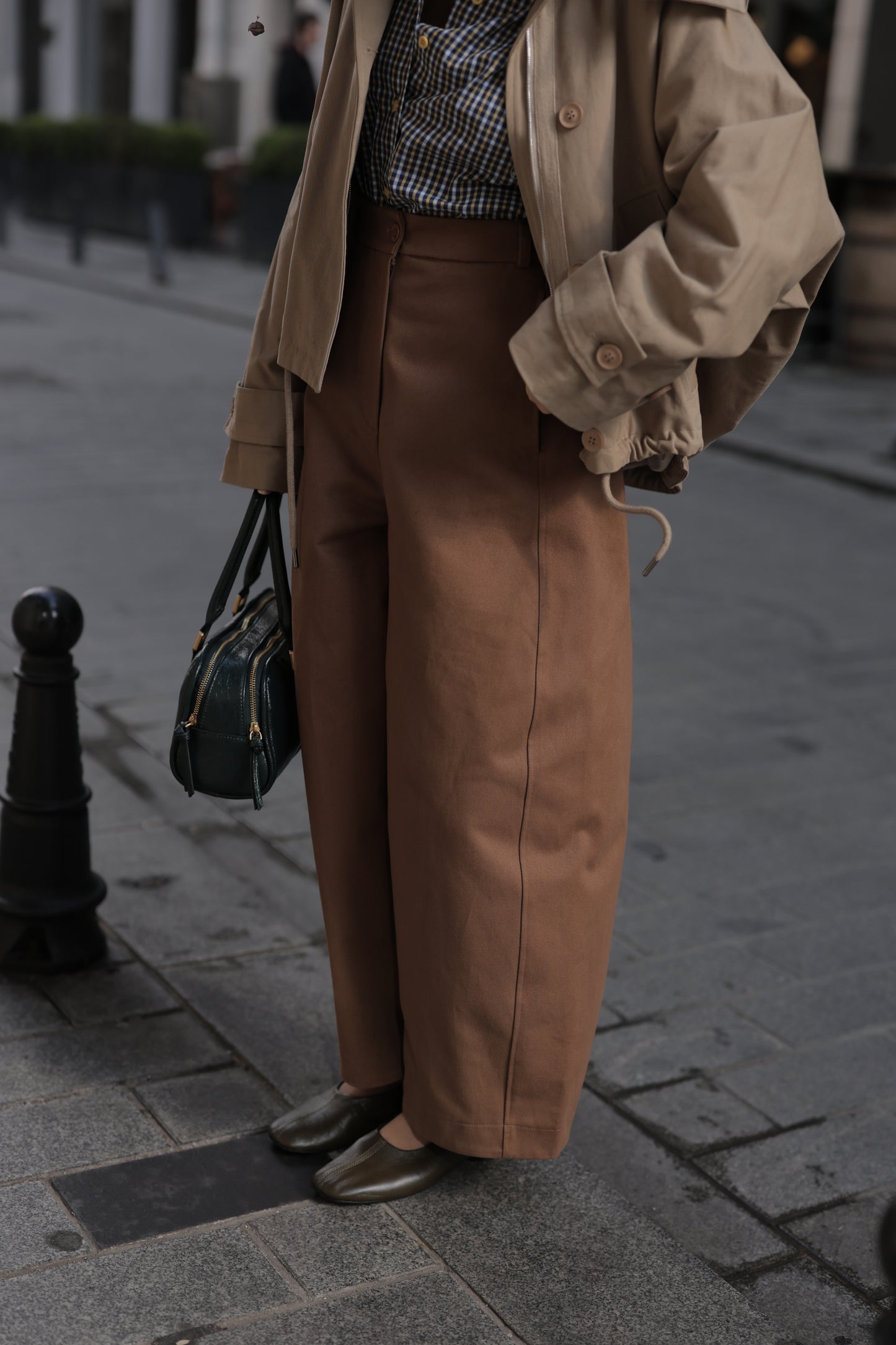 Bol Kesim Gabardin Pantolon Camel