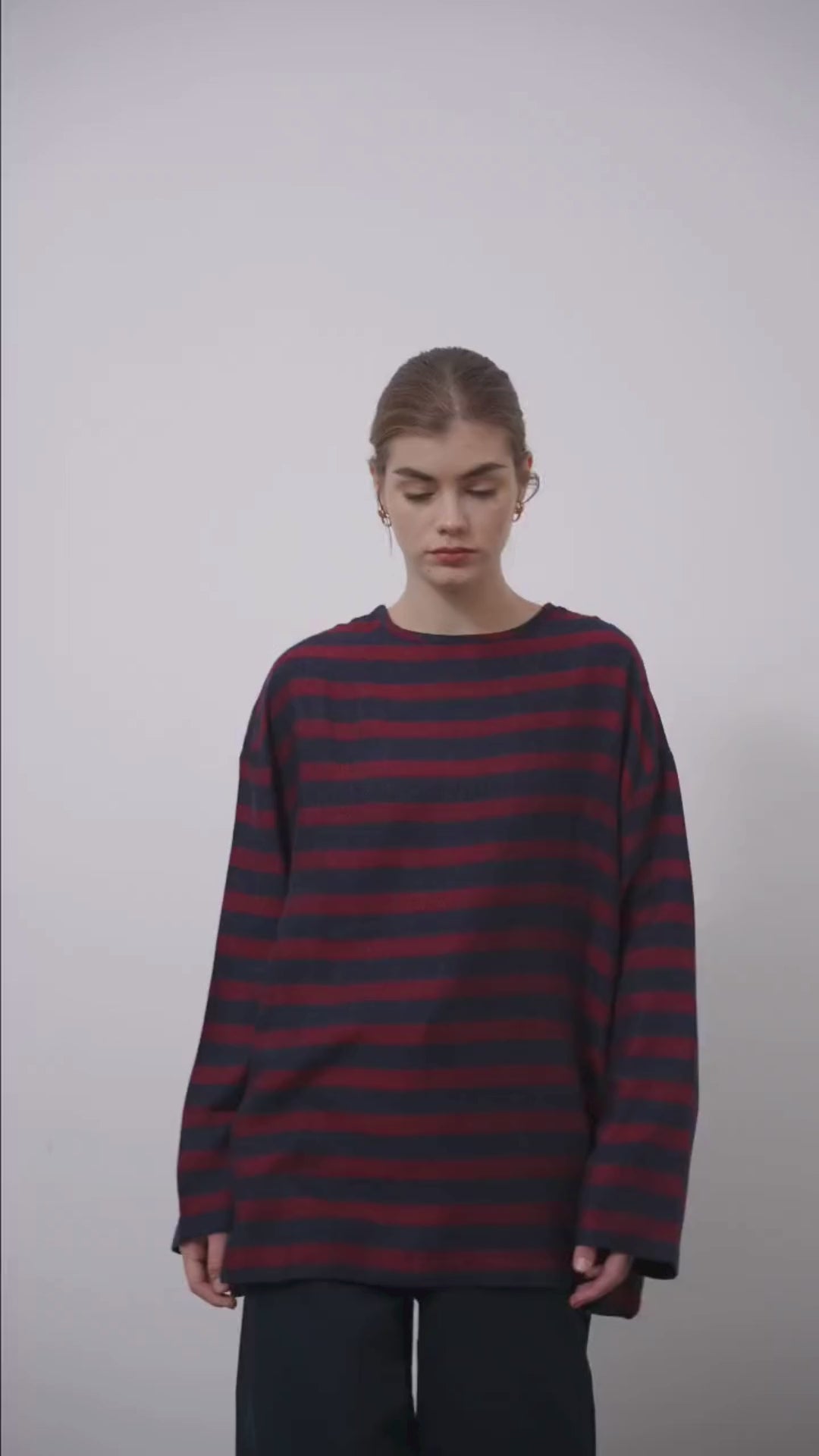 Çizgili İnce Triko Kırmızı